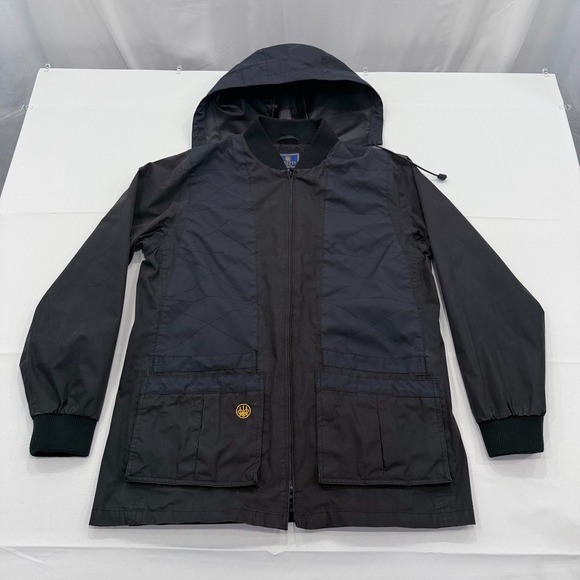 Beretta Shooting Jacket Men's Large Black Full Zip Hooded Hunting Windblocker - Picture 1 of 10